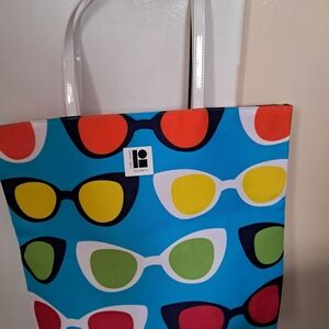 Lisa Perry Blue Sunglasses Print Tote with Multicolor Lenses